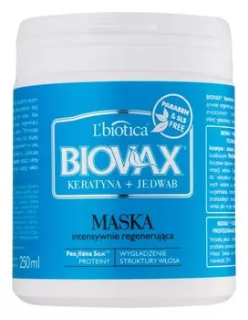 Восстанавливающая маска для густых волос L’biotica Biovax Keratin & Silk