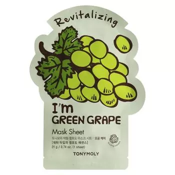 Восстанавливающая тканевая маска для лица, 21 г Tony Moly I'M green grape