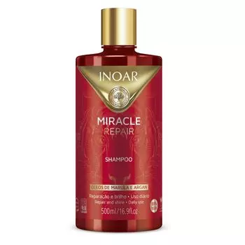 Восстанавливающий, придающий блеск шампунь для волос miracle repair shampoo Inoar, 500 мл