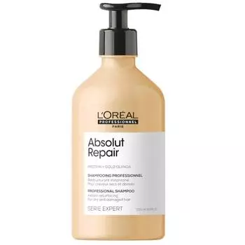 Восстанавливающий шампунь для сухих и поврежденных волос absolut repair shampoo with protein and gold quinoa LOral Professionnel Paris, 500 мл