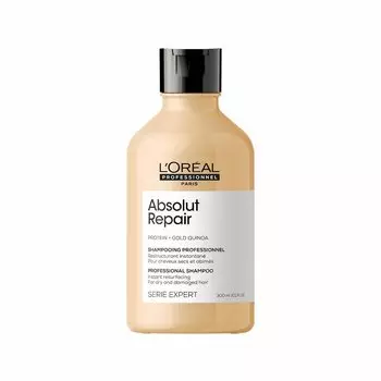 Восстанавливающий шампунь для сухих и поврежденных волос absolut repair shampoo with protein and gold quinoa LOral Professionnel Paris, 300 мл
