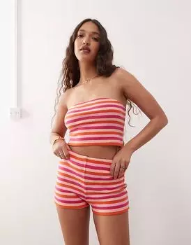 Восстановленные винтажные розовые шорты в полоску (часть комплекта) Reclaimed Vintage