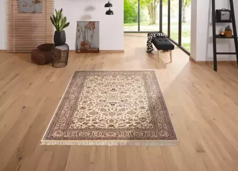 Восточный ковер для дома "Арас", прямоугольный, ручная работа, чистая шерсть, с бахромой, гостиная Home affaire 40х60 см, цвет creme