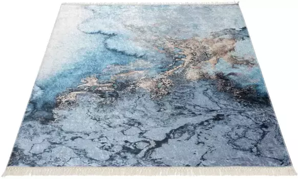 Восточный ковер Sehrazat "Caimas 6000", прямоугольный, моющийся, с бахромой, гостиная 160х230 см, синий