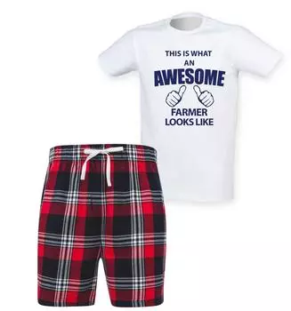 Вот как выглядит потрясающий фермер Пижамный комплект в клетку тартан 60 SECOND MAKEOVER, красный