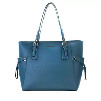 Voyager Большая темная сумка-тоут East West из кожи шамбре Pebble Michael Kors