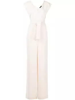 Voz комбинезон с V-образным вырезом и поясом, нейтральный цвет