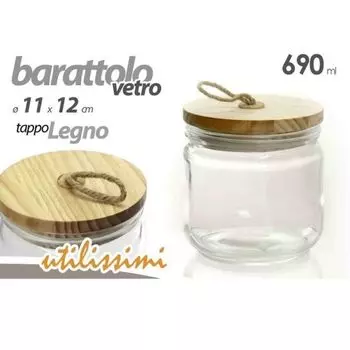 Воздухонепроницаемая стеклянная деревянная пробка Стеклянный контейнер для кухни 690 мл 11X12Cm 731068 Kaela, белый