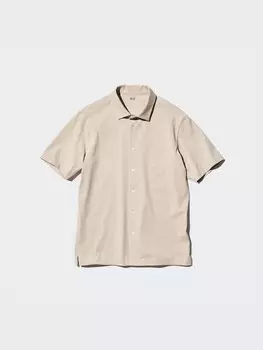 Воздушная хлопчатобумажная рубашка поло с полной открытостью Uniqlo, серый