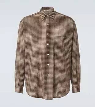 Воздушная рубашка из хлопка в клетку Auralee, Brown Gingham Check