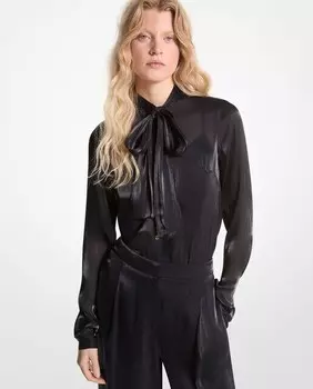 Воздушная женская блузка из прозрачного жоржета Michael Michael Kors, черный