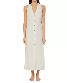 Воздушное льняное платье-макси на пуговицах Onia, белый