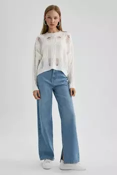 Воздушный вязаный свитер Defacto, белый