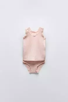 Возраст 2-6 лет/комплект из футболки и трусиков ZARA, розовый