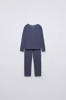 Возраст 2-6 лет/однотонная пижама с пуантелем ZARA, синий