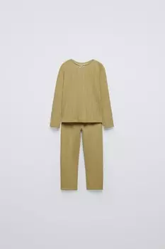Возраст 2-6 лет/однотонная пижама с пуантелем ZARA, зеленый