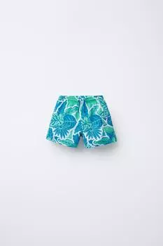 Возраст 2-6 лет / плавательные шорты с принтом листьев ZARA, цвет Turquoise