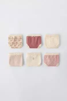 Возраст 2-6 лет/упаковка из шести трусиков с цветочным рисунком ZARA, розовый