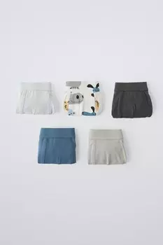 Возраст 3-6 лет/упаковка из 5 трусо-боксеров с животными принтами ZARA, серый/синий