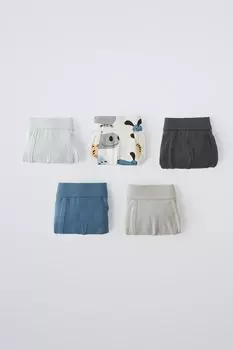 Возраст 3-6 лет/упаковка из 5 трусо-боксеров с животными принтами ZARA, серый/синий