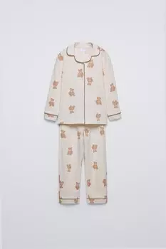 Возраст 6-14 лет/пижама с медведем ZARA, кэмел