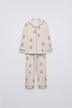 Возраст 6-14 лет/пижама с медведем ZARA, кэмел