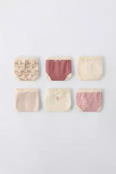 Возраст 6-14 лет/упаковка из 6 трусиков с цветочным принтом ZARA, розовый