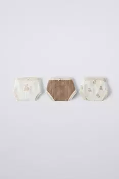 Возраст 6-14/упаковка 3 трусов с принтом медведя ZARA, экрю
