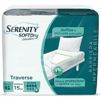 Впитывающие салфетки Soft Dry Sensitive 60 x 90 см - Упаковка 15 шт. Serenity