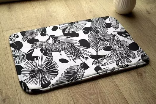 Впитывающий коврик для ванной — Коврик для ванной — Нескользящий коврик для ванной — 75 x 45 см — Leopard Savannah tulup