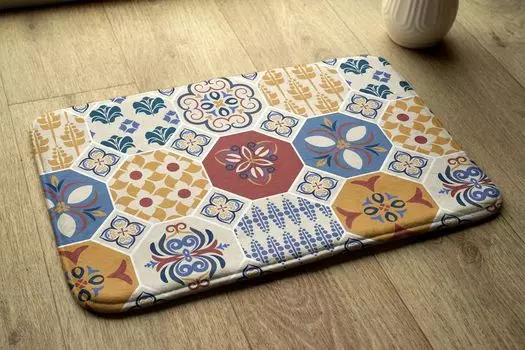 Впитывающий коврик для ванной — Коврик для ванной — Нескользящий коврик для ванной — 75 x 45 см — Azulejo tulup