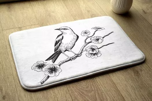 Впитывающий коврик для ванной — Коврик для ванной — Нескользящий коврик для ванной Коврик для ванной — 75 x 45 см — Птица на дереве tulup