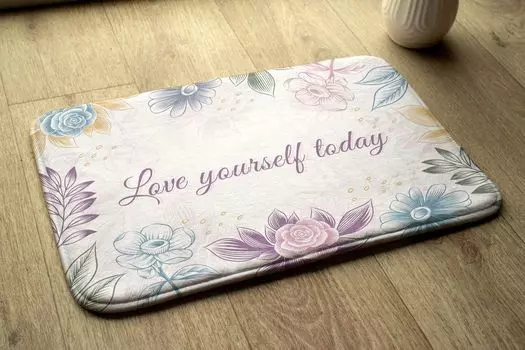 Впитывающий коврик для ванной — Коврик для ванной — Нескользящий коврик для ванной — 75 x 45 см — Цветочный дизайн tulup