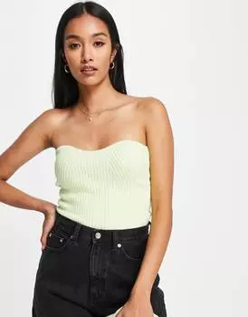 Вязаная бандо цвета лайма Topshop