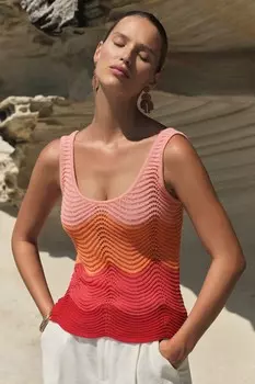 Вязаная блуза без рукавов с волнистым швом Love & Roses, розовый