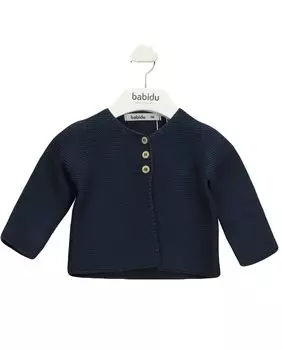 Вязаная детская куртка с застежкой на пуговицы BABID, темно-синий