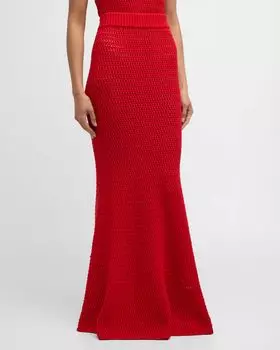 Вязаная длинная юбка Dora крючком Hellessy, цвет Red Snail
