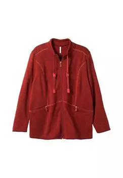 Вязаная флисовая куртка из трикотажного флиса, с воротником стойкой sheego, цвет Rostrot Meliert