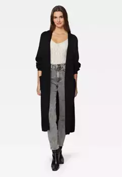 Вязаная флисовая куртка Mavi "LONG CARDIGAN", без капюшона, длинный кардиган тонкой вязки, черный