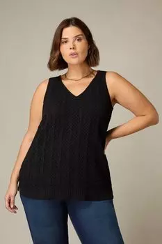 Вязаная футболка без рукавов крючком Live Unlimited, черный