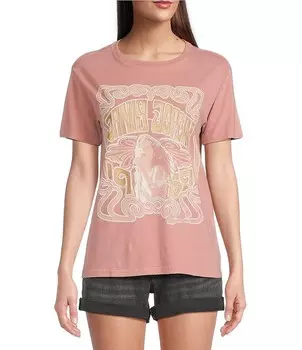 Вязаная футболка бойфренда Lucky Brand Janis Frame с круглым вырезом и короткими рукавами, розовый