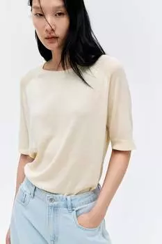 Вязаная футболка H&M, бежевый