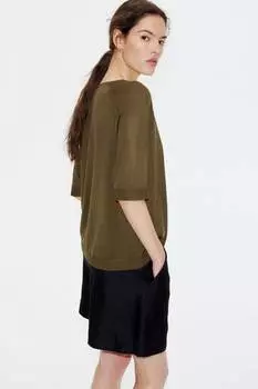 Вязаная футболка H&M, зеленый