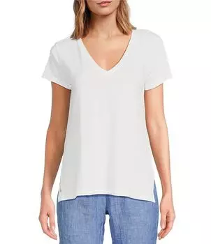 Вязаная футболка Lilly Pulitzer Meredith с V-образным вырезом и короткими рукавами, белый