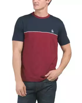 Вязаная футболка с окантовкой Original Penguin, цвет Dark Sapphire