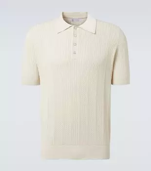 Вязаная хлопковая поло Brunello Cucinelli, English White