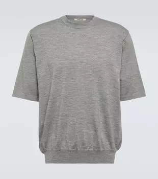 Вязаная кашемировая футболка Auralee, серый