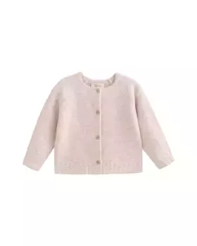 Вязаная кофта для девочки бежевого цвета с деревянными пуговицами Dadati, цвет Natural