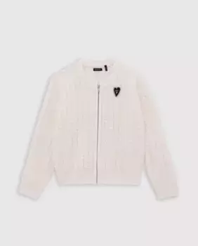 Вязаная кофта для девочки на молнии IKKS, цвет Crudo