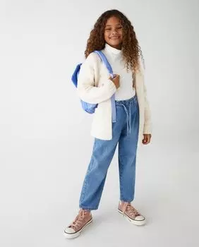 Вязаная кофта для девочки с длинными рукавами и карманами El Corte Ingls, бежевый